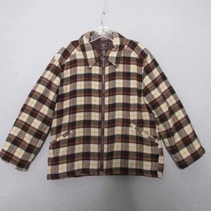 Vintage American Eagle Jacket Brown Plaid Wool Blend Preppy‎ Grunge Y2K Heritage